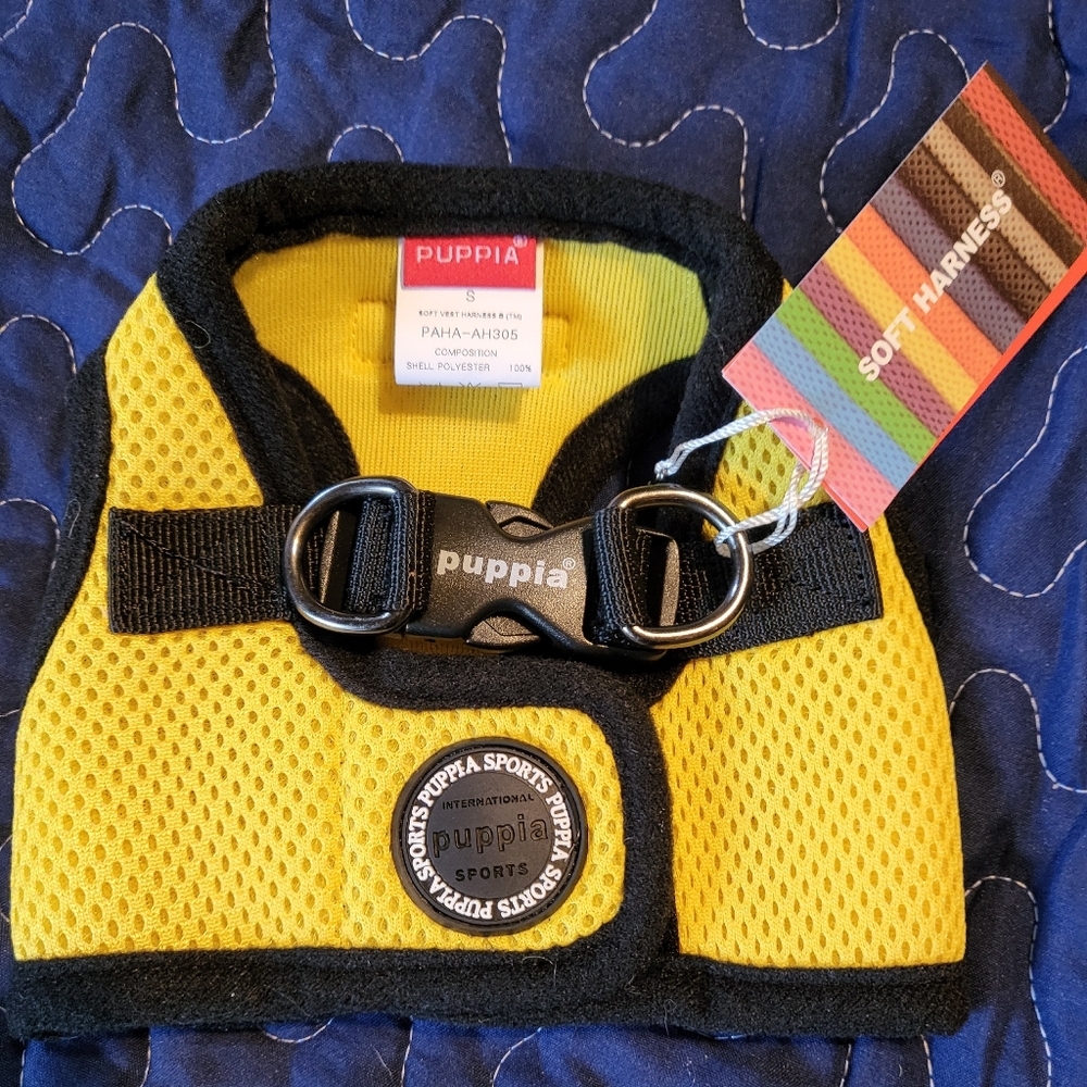 Puppia Sports Soft Harness- small dog -mesh - yellow - size small - size S